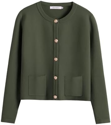 ANRABESS Women Striped Cardigan Sweaters Button Down Cropped Knit Lady Jackets C... - Image 2