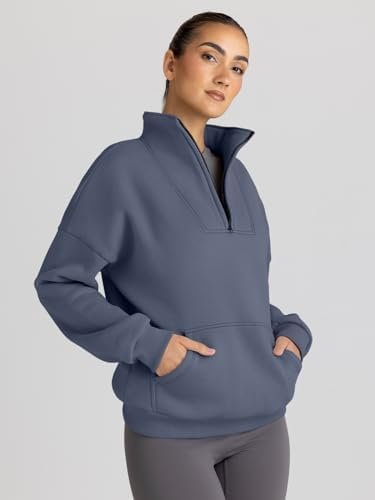 Trendy Queen Sweatshirts Half Zip Pullover Quarter Zip Oversized Hoodies Sweater... - Image 3