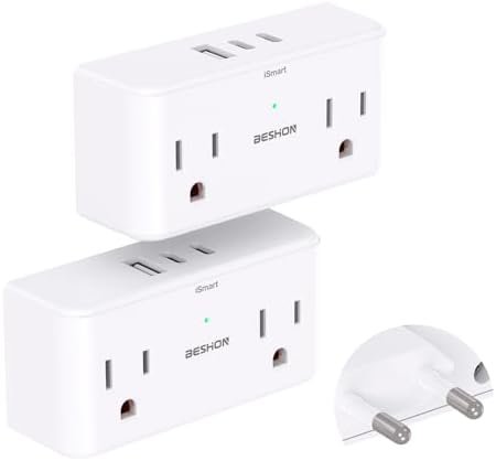 2 Pack European Travel Plug Adapter USB C, Travel Essentials, International Trav... - Image 2
