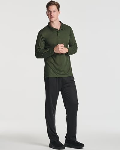 Real Essentials 3 Pack Men's Dry Fit Long-Sleeve Active Polo Shirt Casual Perfor... - Image 6