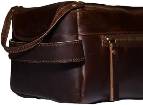 Leather Toiletry Bag : Vintage Unisex Travel Dopp Kit : for Toiletries, Cosmetic... - Image 5
