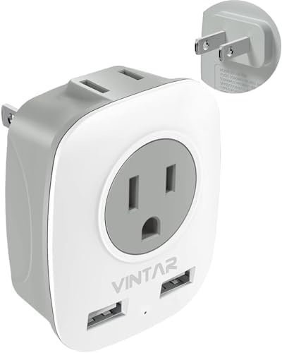 US to Japan Plug Adapter, VINTAR 2 Prong to 3 Prong Outlet Adapter 2 Outlets 2 U... - Image 2
