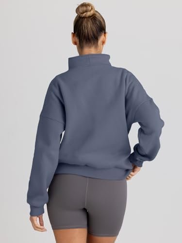 Trendy Queen Sweatshirts Half Zip Pullover Quarter Zip Oversized Hoodies Sweater... - Image 4