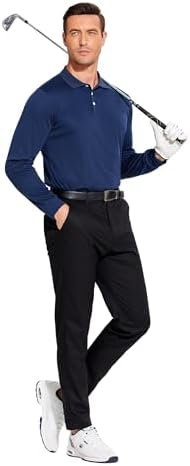 PINSPARK Long Sleeve Polo Shirts for Men Moisture Wicking Golf Shirts Quick Dry ... - Image 4