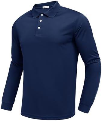 PINSPARK Long Sleeve Polo Shirts for Men Moisture Wicking Golf Shirts Quick Dry ... - Image 2