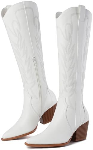 Susanny Knee High Cowboy Boots for Women Embroidered Western Cowgirl Boots for W... - Image 2