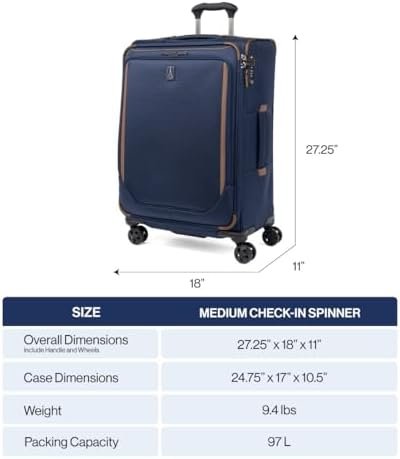 Travelpro Crew Classic Lightweight Softside Expandable Checked Luggage, 8 Wheel ... - Image 7