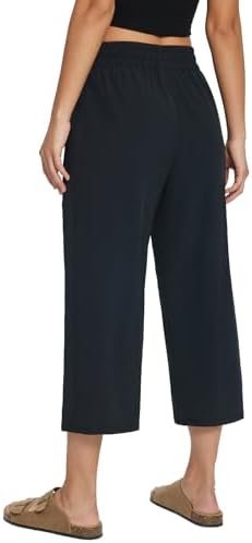 BALEAF Women's 21" 30" Wide Leg Pants Capris Athletic Casual with Pockets Drawst... - Image 3