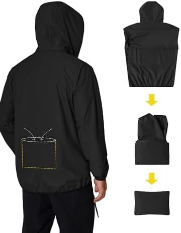 COOFANDY Men's Packable Rain Jacket Lightweight Waterproof Raincoat with Hood Ou... - Image 4
