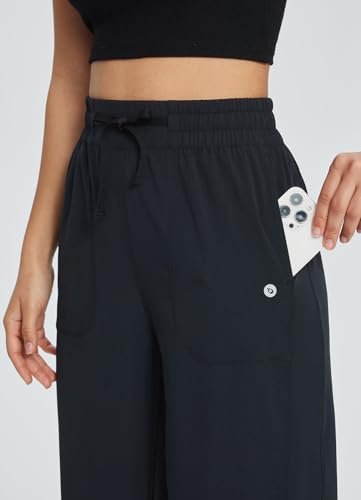 BALEAF Women's 21" 30" Wide Leg Pants Capris Athletic Casual with Pockets Drawst... - Image 4