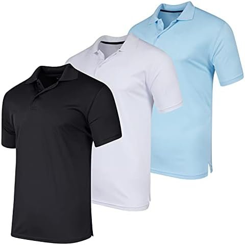Real Essentials 3 Pack: Men's Quick-Dry Short Sleeve Athletic Performance Polo S... - Image 2