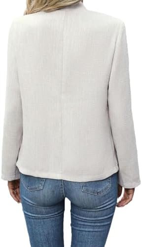 Womens' 2024 Fall Tweed Blazer Jacket Notch Collar Cardigans Fully Lined Casual ... - Image 3