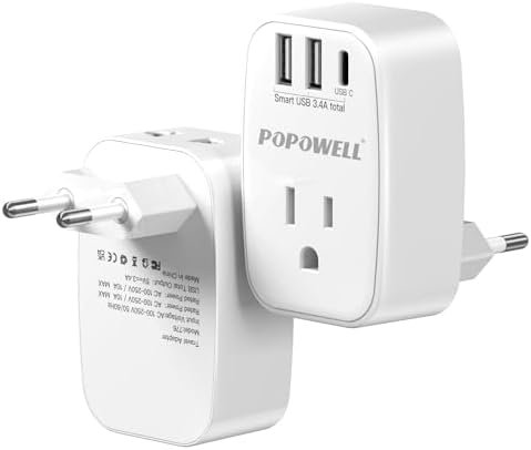 2 Pack European Travel Plug Adapter USB- International Plug Adapter with 2 Outle... - Image 2