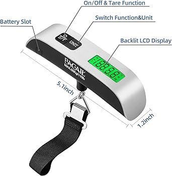Digital Luggage Scale,110lbs Hanging Baggage Scale with Backlit LCD Display,Port... - Image 3