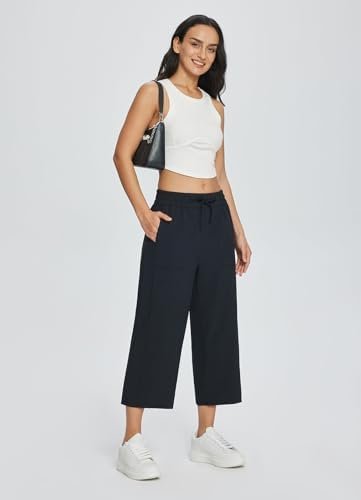 BALEAF Women's 21" 30" Wide Leg Pants Capris Athletic Casual with Pockets Drawst... - Image 7