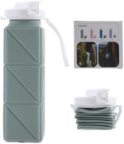 Collapsible Water Bottle, Food Grade BPA Free Silicone Water Bottle, 21oz Foldin... - Image 2
