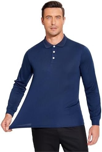PINSPARK Long Sleeve Polo Shirts for Men Moisture Wicking Golf Shirts Quick Dry ... - Image 3