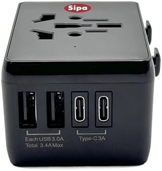 SIPA International Travel Adapter, Universal Power Plug Adapter, 3 USB-C & 2 USB... - Image 2
