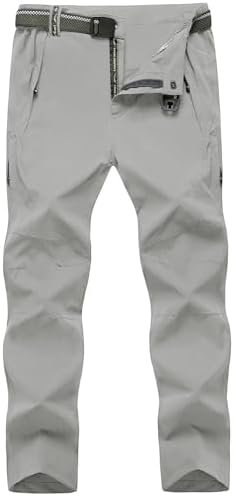 TBMPOY Men's Lightweight Hiking Pants with Belt 5 Zip Pockets Waterproof Quick-d... - Image 2