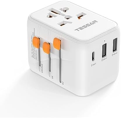 Universal Travel Adapter, TESSAN International Plug Adaptor with 1 USB C Wall Ch... - Image 2