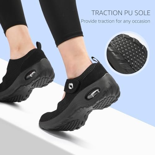 STQ Womens Walking Shoes Non Slip Orthopedic Shoes Adjustable Mary Jane Shoes - Image 5