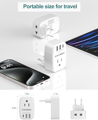 2 Pack European Travel Plug Adapter USB- International Plug Adapter with 2 Outle... - Image 7