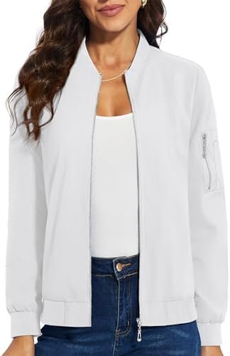 TACVASEN Women's Bomber Jackets Lightweight Casual Jacket Full Zip Windbreaker F... - Image 5