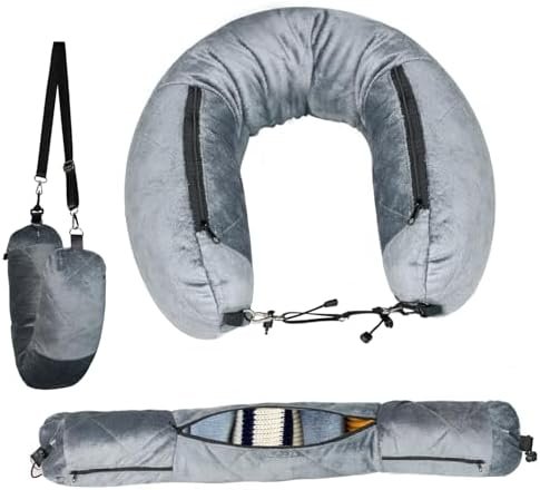 Stuffable Travel Pillow for Extra Luggage, Velvet Travel Neck Pillow with Adjust... - Image 2