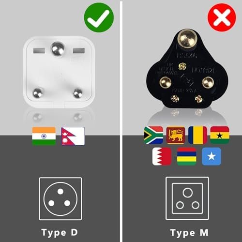 India Adapter, Type D Adapter for Travel US to India Plug Adapter Indian,for Pak... - Image 3
