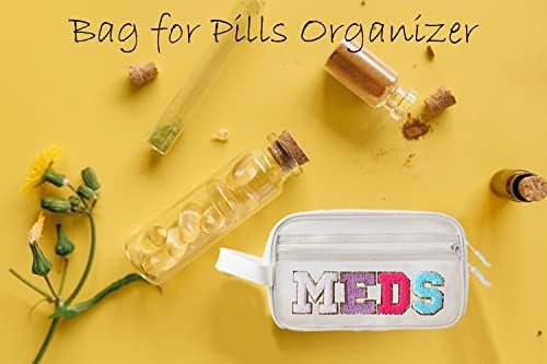COSHAYSOO Clear MEDS Bag Medicine Zipper Pouch with Preppy Chenille Letter Patch... - Image 6