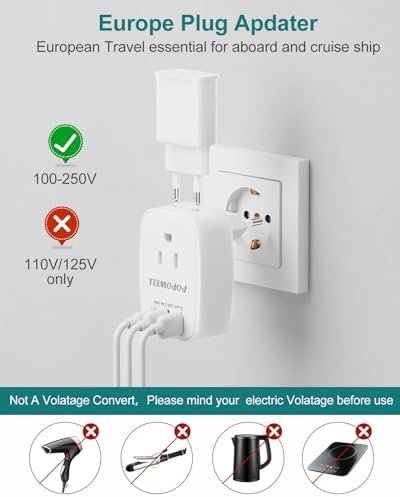 2 Pack European Travel Plug Adapter USB- International Plug Adapter with 2 Outle... - Image 6