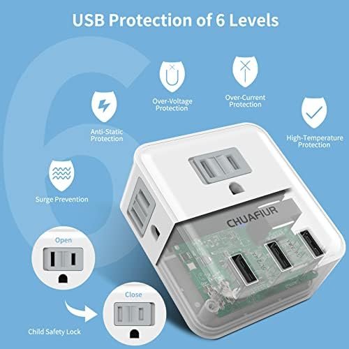 European Travel Plug Adapter, International Power Plug Adapter with 3 USB Ports ... - Image 3