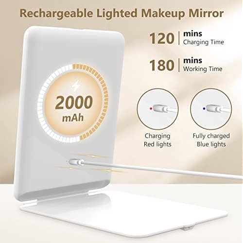 Rechargeable Makeup Mirror for Travel, Vanity Mirror with 80LEDs, 3 Color Light,... - Image 7
