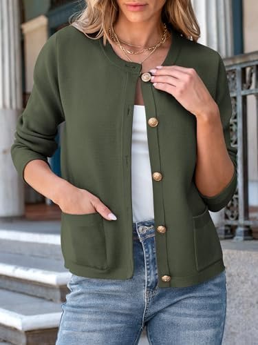 ANRABESS Women Striped Cardigan Sweaters Button Down Cropped Knit Lady Jackets C... - Image 4