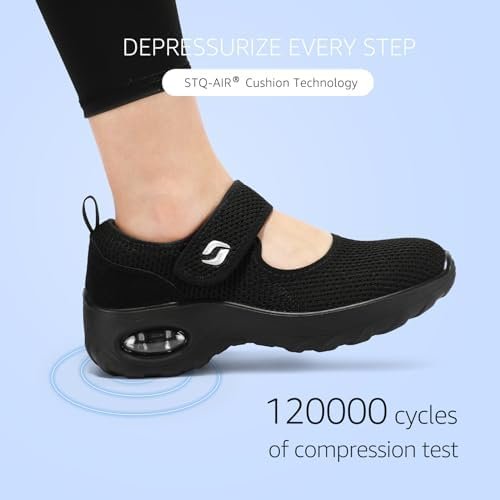 STQ Womens Walking Shoes Non Slip Orthopedic Shoes Adjustable Mary Jane Shoes - Image 6