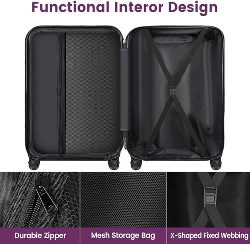 Luggage 2-Piece Set Suitcase Spinner Hardshell Lightweight TSA Lock Purple, 14",... - Image 4