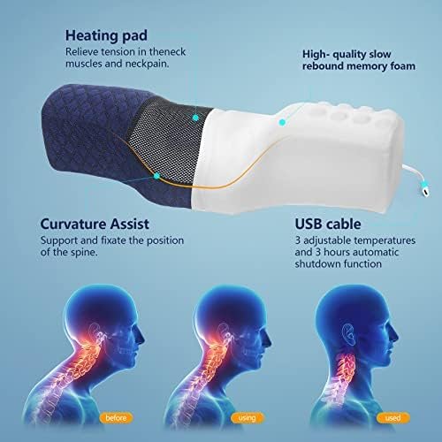Neck Roll Pillows for Pain Relief Sleeping, Heated Memory Foam Cervical Neck Sup... - Image 5
