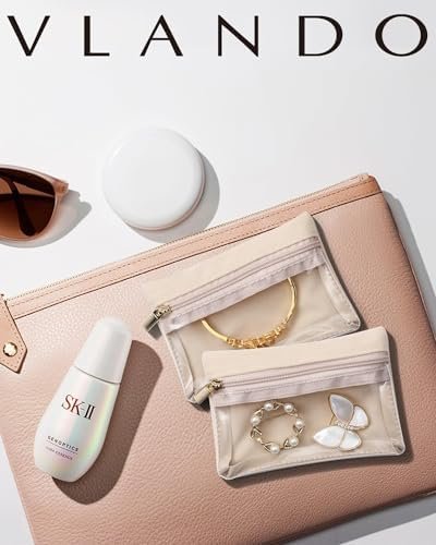 Vlando 6 Pcs Travel Jewelry Organizer Velvet Jewelry Pouch with Zipper Clear Tra... - Image 8