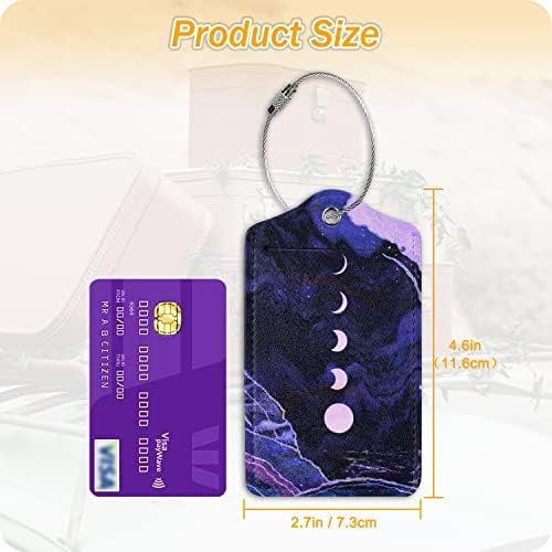 Set of 2 Luggage Tag for Suitcases Leather Moon Cruise Baggage Tags with Stainle... - Image 4