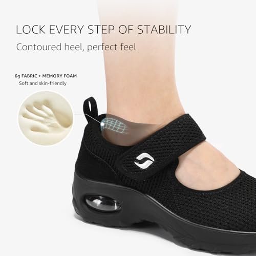 STQ Womens Walking Shoes Non Slip Orthopedic Shoes Adjustable Mary Jane Shoes - Image 4