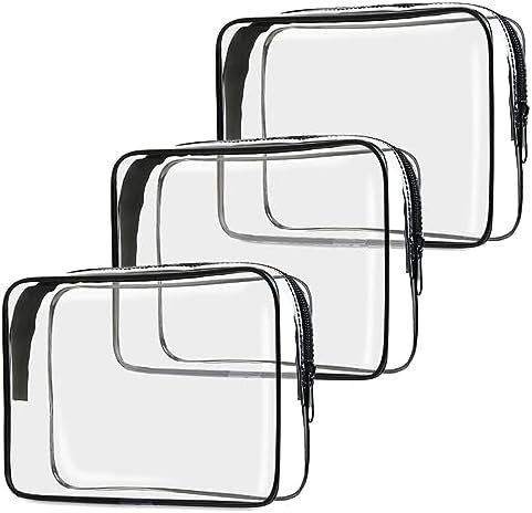 TSA Approved Toiletry Bag, 3 Pack Clear Travel Bags for Toiletries, Quart Size M... - Image 2