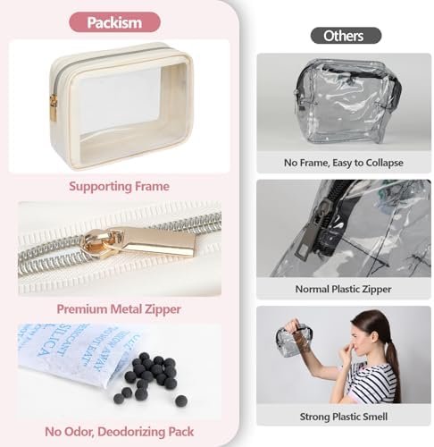 PACKISM TSA Approved Toiletry Bag - Amazing Color-Edged Clear Makeup Bag, 3 Pack... - Image 7