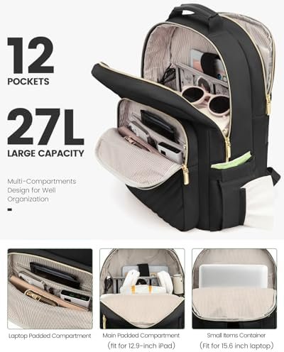 LOVEVOOK Laptop Backpack Purse for Women, Work Travel Computer Bags, College Sch... - Image 3