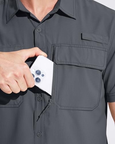 MAGCOMSEN Mens Fishing Shirts Short Sleeve UPF 50+ Sun Protection Button Down Sh... - Image 6