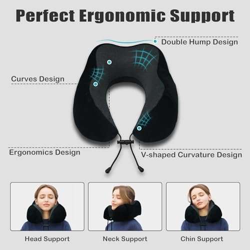 Travel Pillow, Memory Foam Neck Pillow for Traveling, U Shape Neck Pillow Airpla... - Image 5