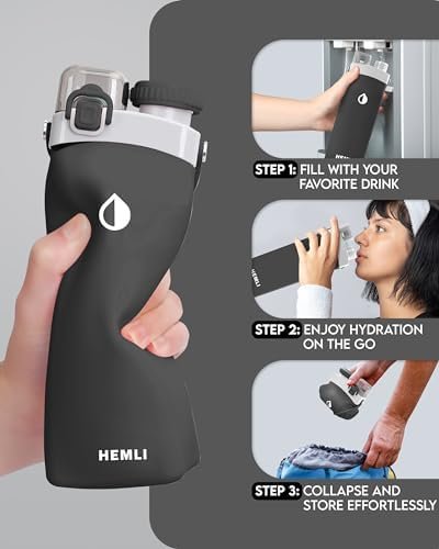 20 oz Collapsible Water Bottle, Travel Water Bottle, Hiking Water Bottle, Foldab... - Image 8