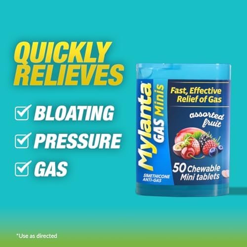Mylanta Gas Relief Tablets, Gas Minis, Assorted Fruit, 50 Count (Pack of 1) - Image 5