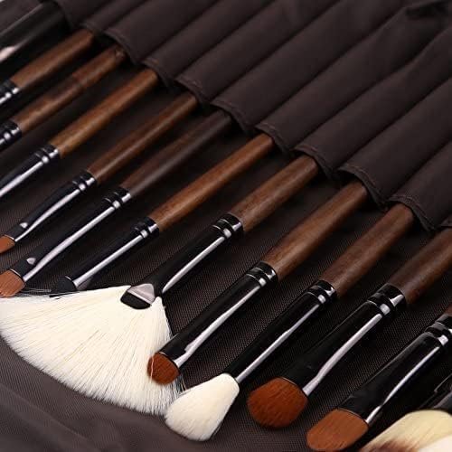 Makeup Brush Set, 15pcs Unique Walnut Makeup Brushes with Vegan Leather Bag, Pro... - Image 3