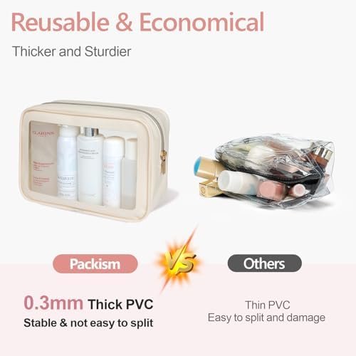 PACKISM TSA Approved Toiletry Bag - Amazing Color-Edged Clear Makeup Bag, 3 Pack... - Image 6