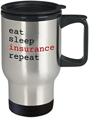 Insurance Agent Travel Mug - "Eat Sleep Insurance Repeat" Travel Cup - Awesome I... - Image 3